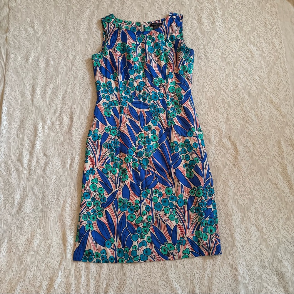 Brooks Brothers Blue, Teal & Pink Floral Midi Dress